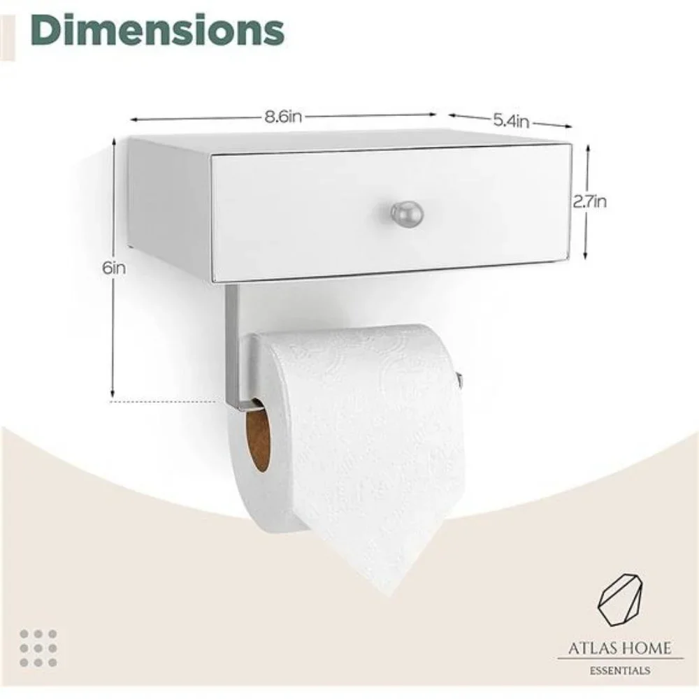 Home Toilet Paper Holder with Shelf -  Stainless Steel Wall Mount